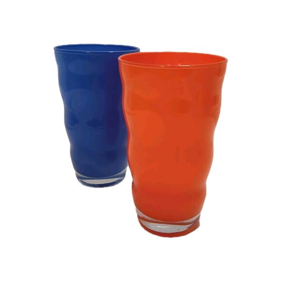 Vintage DANSK RIO Wavy Ripple Glass Tumbler Set of 4 Two Tumblers Two Juice - Picture 3 of 16